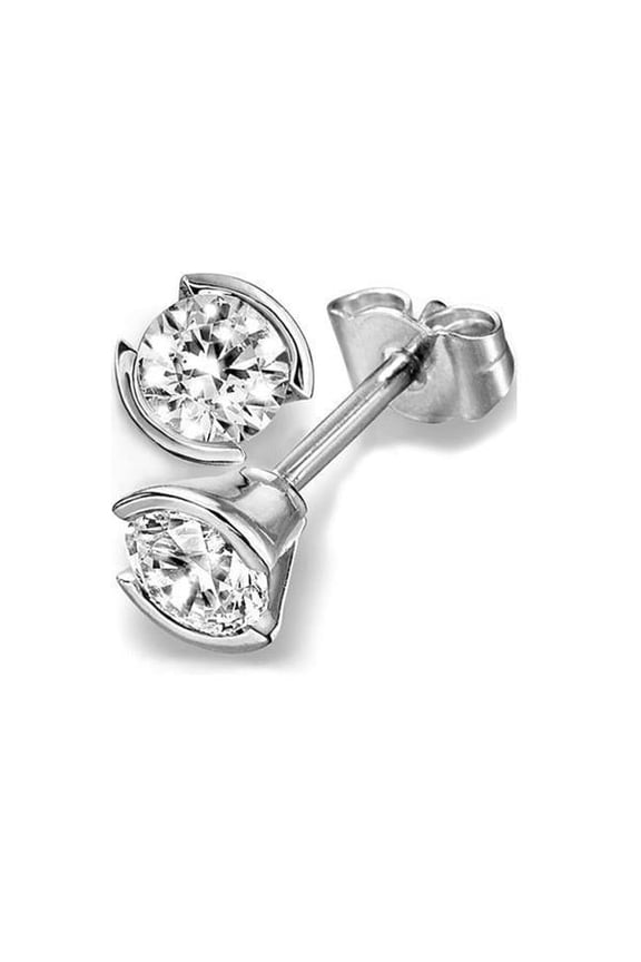 1.4 CT Round Cut Bezel Set Solitaire Diamond Stud Earring