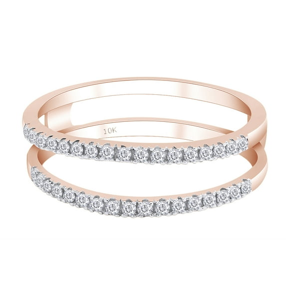 1/4 CT Round Cut Natural White Diamond Enhancer Engagement Wrap Ring For women In 10K Solid Rose Gold (Color: I-J, Clarity: I2-I3, 0.25 Cttw) -6.5
