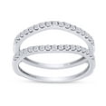 thumbnail image 1 of 1/4 CT Round Cut White Cubic Zirconia Curved Enhancer Guard Ring In 14K White Gold Over Sterling Silver (Color: White, Clarity: VVS1-VVS2, 0.25 Cttw) -4, 1 of 9