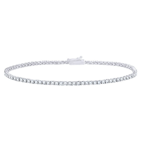 AFFY 1.4 CT Round Cut White Natural Diamond Tennis Bracelet In 10k White Gold- 7.5"