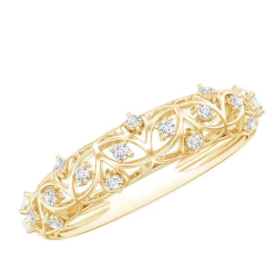 Rosec Jewels Round Diamond Filigree Band Ring for Women, April Birthstone Band, Gift for Her, 18K Yellow Gold, US 8.00