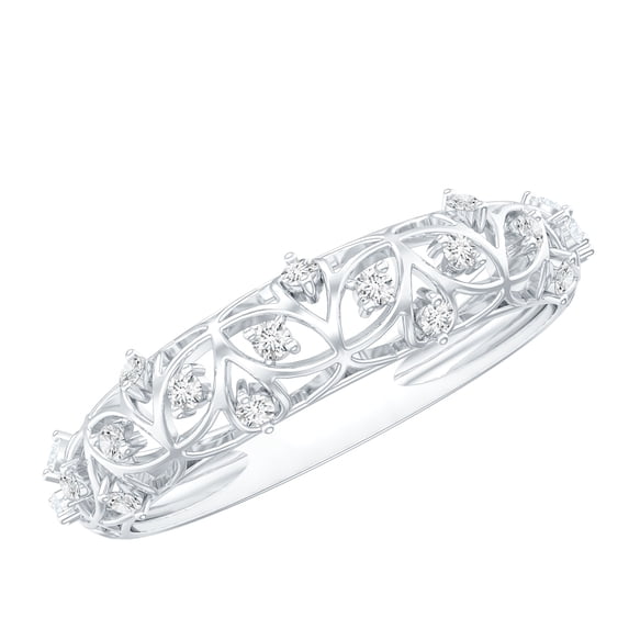 Rosec Jewels Round Diamond Filigree Band Ring for Women, April Birthstone Band, Gift for Her, 925 Sterling Silver, US 4.00
