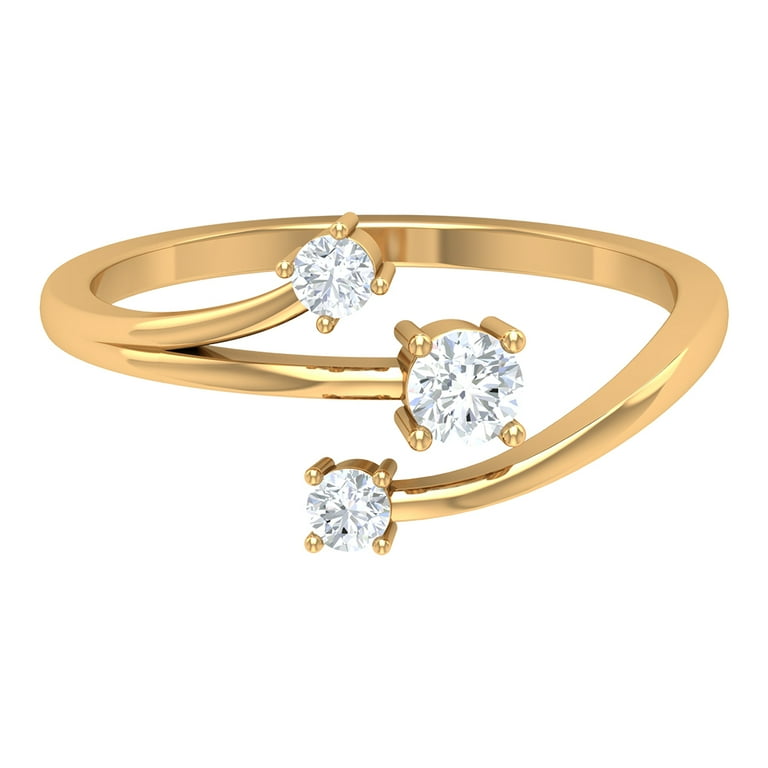 1 4 CT Round Diamond Three Stone Wrap Ring for Women in Gold 14K Yellow Gold US 11.50