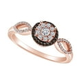 thumbnail image 1 of AFFY 1/4 CT Round White Natural Diamond & Champagne Cluster Frame Engagement Ring 10k Solid Rose Gold (I2-I3 Clarity, 0.25 Cttw) Ring Size-7.5, 1 of 2