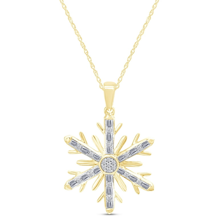 14k White Gold 1/4 CT Blue and White Diamond Snowflake Pendant 14k White Gold 1/4 CT Blue and White Diamond Snowflake Pendant