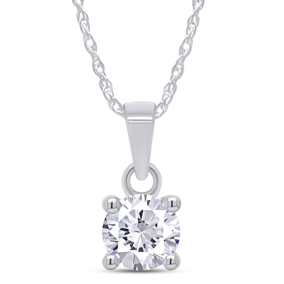 1/4 CT TW Lab Grown Diamond Pendant Necklace For Women - Sparkling GH Color VS-SI Clarity Up 14K White Gold Prong Set Womens Diamond Necklace With Solid Real Gold Chain,
