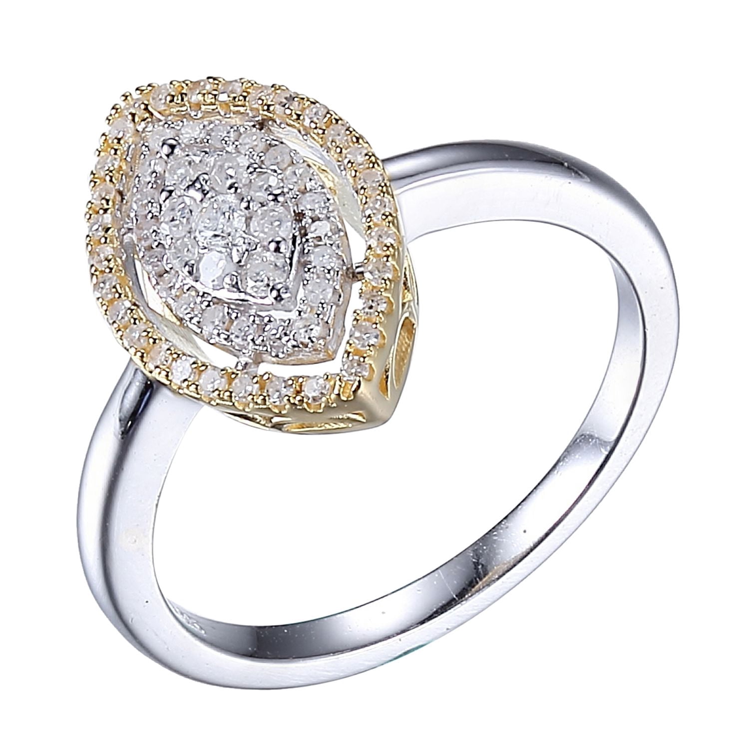 1/4 CTW Diamond and 1K Gold Marquis Halo Fashion Ring