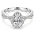 thumbnail image 1 of 1.4 CTW Pear Diamond 3-Prong Twisted Shank Pear Halo Engagement Ring in 14K White Gold - Size 3, 1 of 1