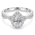 thumbnail image 1 of 1.4 CTW Pear Diamond 3-Prong Twisted Shank Pear Halo Engagement Ring in 14K White Gold - Size 8.5, 1 of 1
