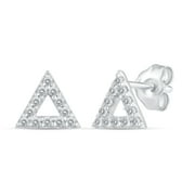 FIFTH AND FINE 1/4Ct Diamond Round Stud Earrings set in 925 Sterling Silver Certified