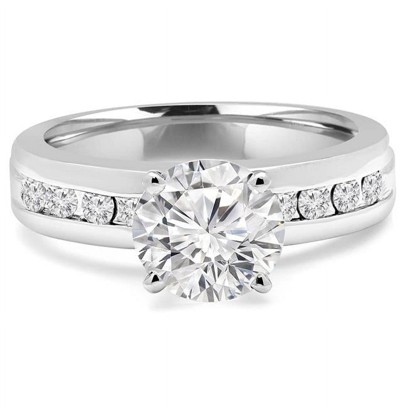 Channel Set Solitaire 1.4 CTW Round Diamond Solitaire Engagement Ring with Channel Set ...