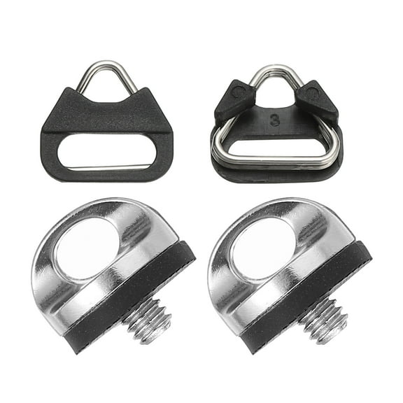 1/4" Camera Neck Strap Screw Holder and Camera Strap Lug Ring, 2 Set Quick Install Camera Screws, Silver