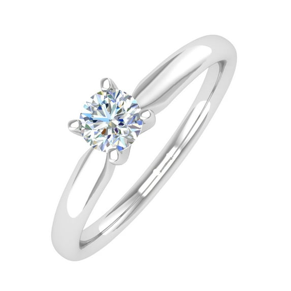 1/4 Carat 4-Prong Set Solitaire Diamond Engagement Ring Band in 14K White Gold (Ring Size 9.75)