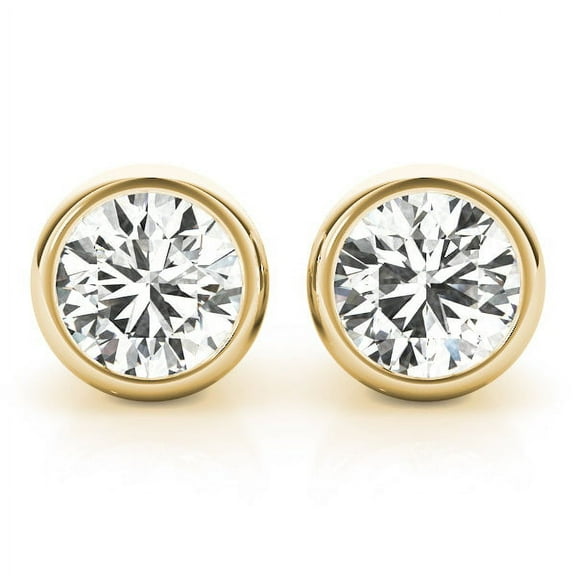 1/4 Carat - 6 Carat | 14K White Gold | Certified Lab Grown Bezel Solitaire Diamond Stud Earrings | Round Shape Bezel Setting Revival Diamonds Earrings | 1ct up IGI Certified
