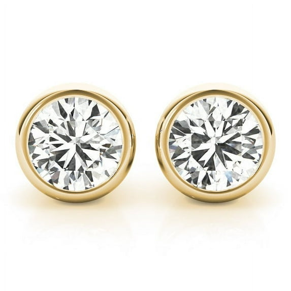 1/4 Carat - 6 Carat | 14K White Gold | Certified Lab Grown Bezel Solitaire Diamond Stud Earrings | Round Shape Bezel Setting Revival Diamonds Earrings | 1ct up IGI Certified