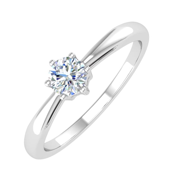 1/4 Carat 6-Prong Set Diamond Solitaire Engagement Ring Band in 10K White Gold (Ring Size 5.5)