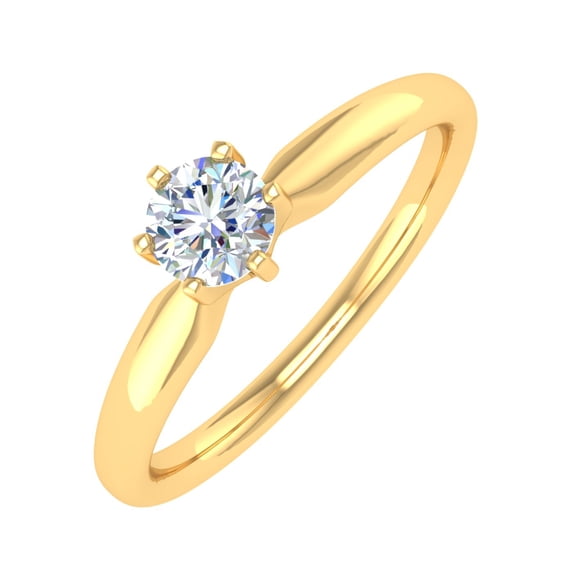 1/4 Carat 6-Prong Set Diamond Solitaire Engagement Ring Band in 14K Yellow Gold (Ring Size 8.25)