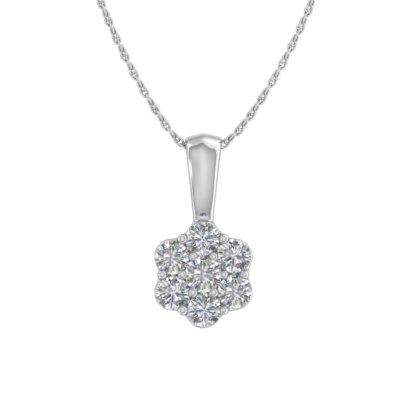 1 4 Carat 7 Stone Diamond Cluster Pendant Necklace in 10K White