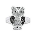 thumbnail image 1 of 1/4 Carat CTTW Round Cut Black And White Natural Diamond Owl Ring In 14K White Gold Over Sterling Silver (0.25 Cttw, I2-I3 Clarity), 1 of 3