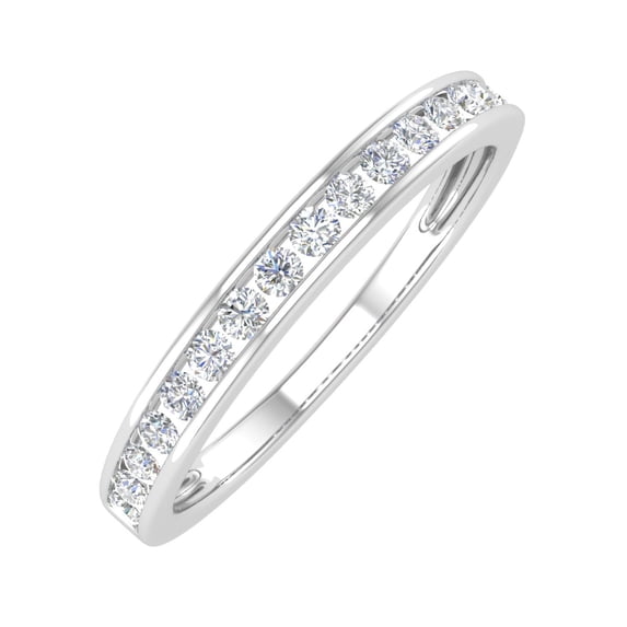 1/4 Carat Channel Set Diamond Anniversary Wedding Band in 10K White Gold (Ring Size : 4)