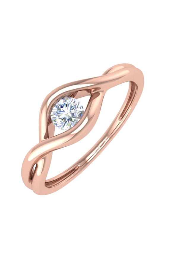 1/4 Carat Channel Set Diamond Solitaire Engagement Ring Band in 10K Rose Gold (Ring Size 5.25)