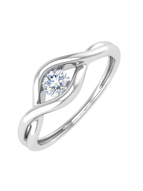 1/4 Carat Channel Set Diamond Solitaire Engagement Ring Band in 10K White Gold (Ring Size 5)