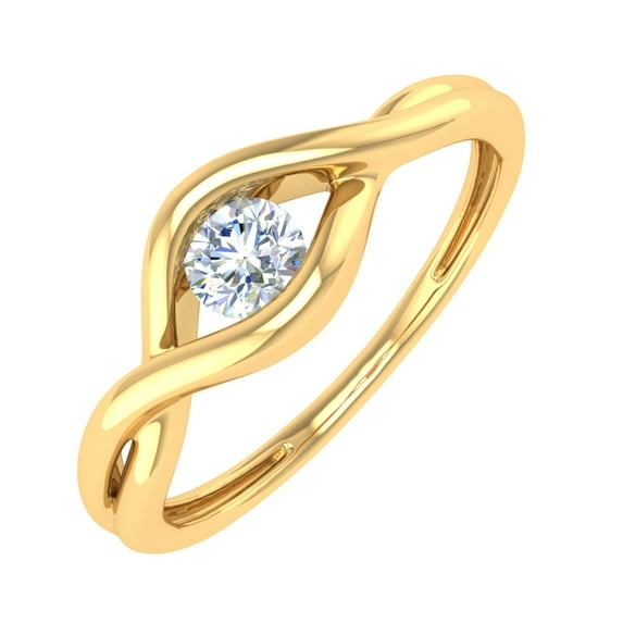 1/4 Carat Channel Set Diamond Solitaire Engagement Ring Band in 10K Yellow Gold (Ring Size 8.25)