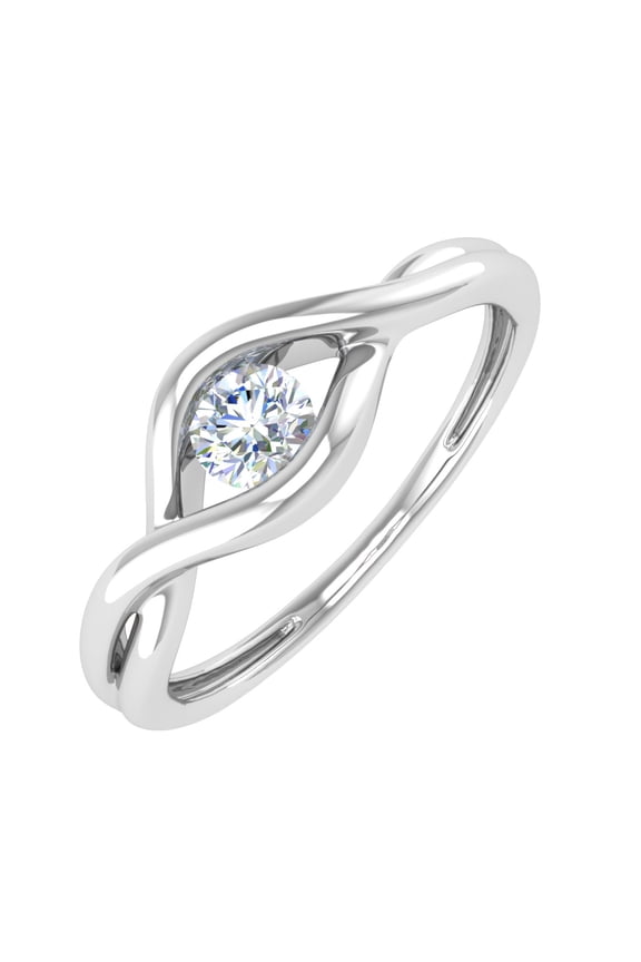 1/4 Carat Channel Set Diamond Solitaire Engagement Ring Band in 14K White Gold (Ring Size 5)