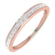 FINEROCK LLC 1/4 Carat Channel Set Diamond Wedding Band Ring in 10K Rose Gold (Ring Size 4)