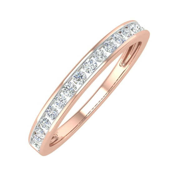 1/4 Carat Channel Set Round Diamond Wedding Band Ring in 14K Rose Gold (Ring Size 6.25) (I1-I2 Clarity)