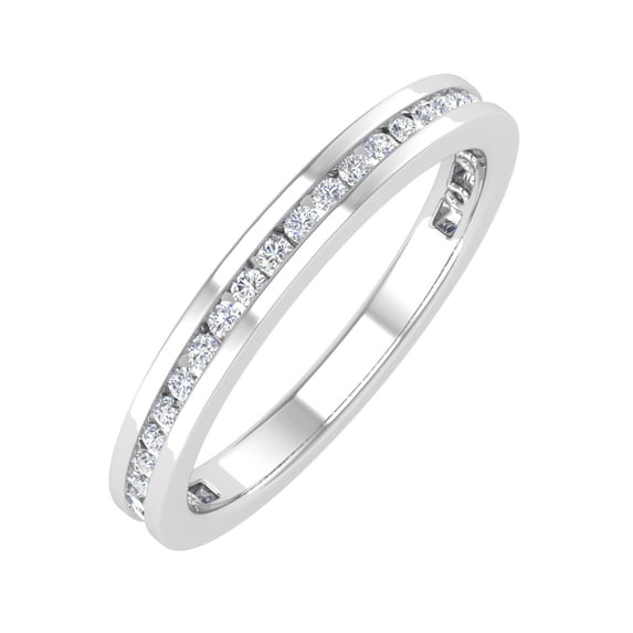1/4 Carat Channle Set Diamond Wedding Band in 14k White Gold (Ring Size 5.5) (I1-I2 Clarity)