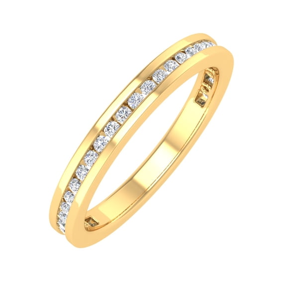 1/4 Carat Channle Set Diamond Wedding Band in 14k Yellow Gold (Ring Size 9.75) (I1-I2 Clarity)