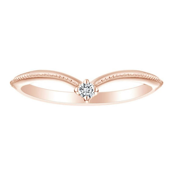 AFFY 1/4 Carat (Cttw) Round White Natural Diamond "V" Shape Engagement Ring 14K Solid Rose Gold (I-J Color ,I2-I3 Clarity ,0.26 Carat (Cttw) Ring Size-8