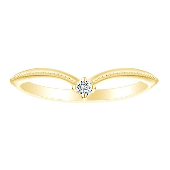 AFFY 1/4 Carat (Cttw) Round White Natural Diamond "V" Shape Engagement Ring 14K Solid Yellow Gold (I-J Color ,I2-I3 Clarity ,0.26 Carat (Cttw) Ring Size-8