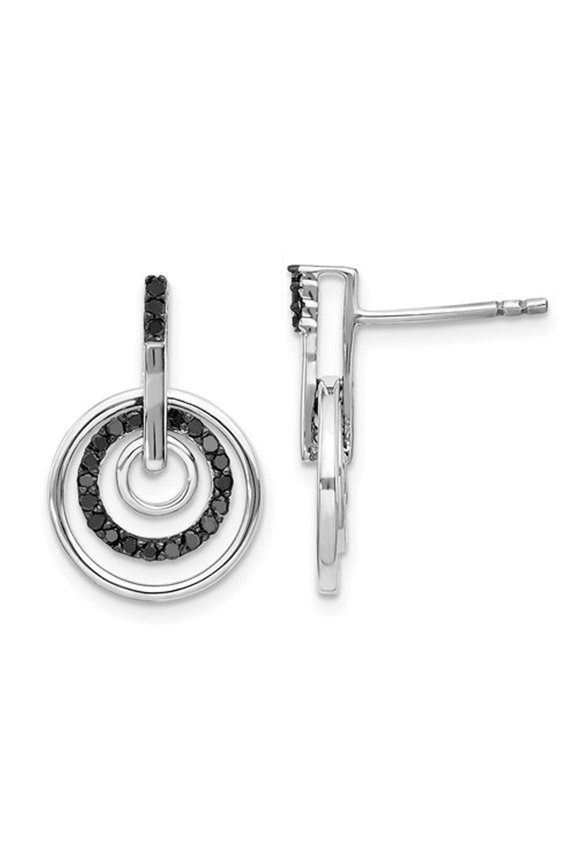 Gem & Harmony 1/4 Carat (Ctw) Black Diamond Circle Earrings in Sterling Silver for Women