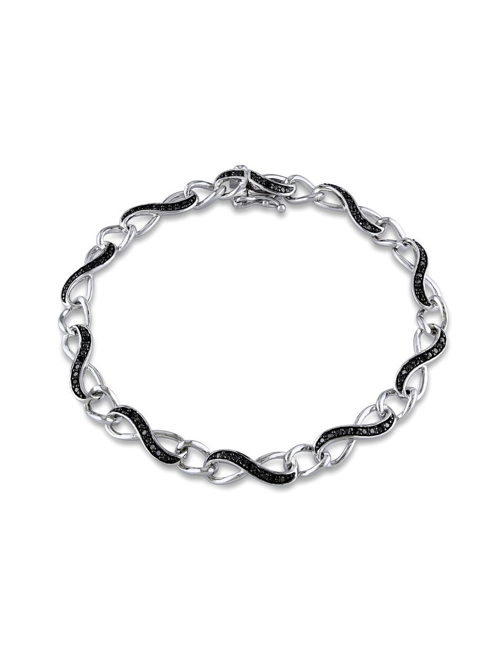 GEM AND HARMONY 1/4 Carat (Ctw) Black Diamond Tennis Infinity Bracelet in Sterling Silver (7 Inches)