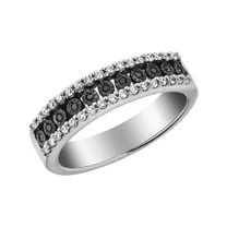 Gem & Harmony 1/4 Carat (Ctw) Black & White Diamond Ring in Sterling Silver for Women
