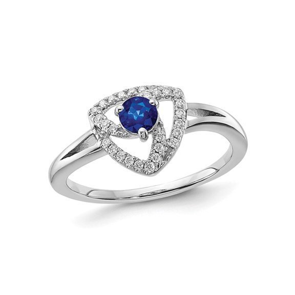 1/4 Carat (Ctw) Blue Sapphire Geometric Ring in 14K White Gold with Diamonds 1/10 Carat (Ctw)