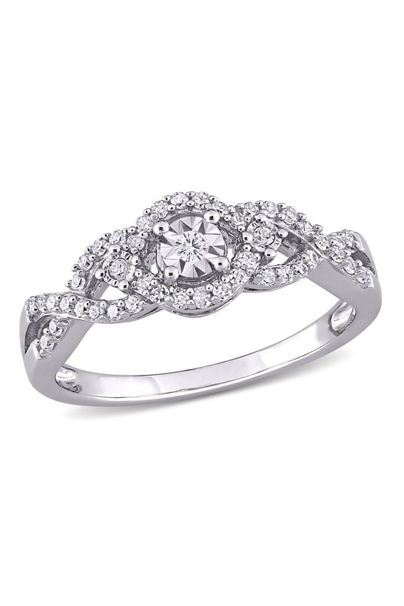 1/4 Carat (Ctw) Diamond Infinity Twist Ring in Sterling Silver