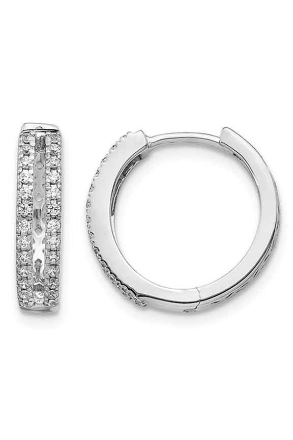 1/4 Carat (Ctw I2-I3, I-J) Diamond Huggie Hoop Earrings in 14K White Gold for Women