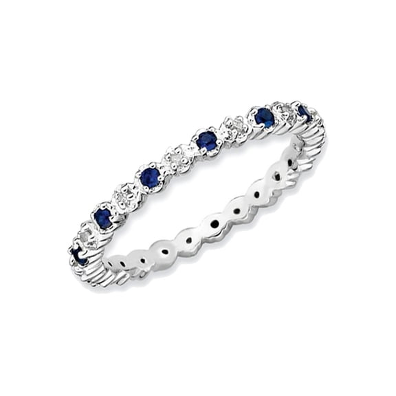 1/4 Carat (Ctw) Lab Created Blue Sapphire Ring Band in Sterling Silver