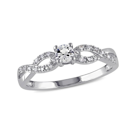1/4 Carat (Ctw) Lab-Created White Sapphire Infinity Ring with Diamonds in Sterling Silver for Women