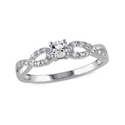 1/4 Carat (Ctw) Lab-Created White Sapphire Infinity Ring with Diamonds in Sterling Silver