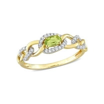 1/4 Carat (Ctw) Peridot Link Ring in 10K Yellow Gold with Diamonds