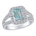 thumbnail image 1 of AFFY 1.4 Carat (Ctw) Simulated Aquamarine & White Natural Diamond Vintage Style Engagement Ring 14K Solid White Gold Ring Size-9.5, 1 of 1