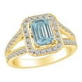 thumbnail image 1 of AFFY 1.4 Carat (Ctw) Simulated Aquamarine & White Natural Diamond Vintage Style Engagement Ring 14K Solid Yellow Gold Ring Size-8, 1 of 1
