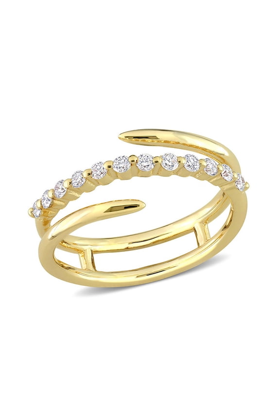 1/4 Carat (Ctw VS1-VS2, G-H) Lab-Grown Diamond CrossOver ring in Yellow Sterling Silver