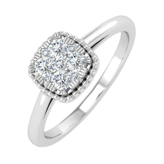 1/4 Carat Cushion Cut Diamond Ring in 14K White Gold (Ring Size 10.25)