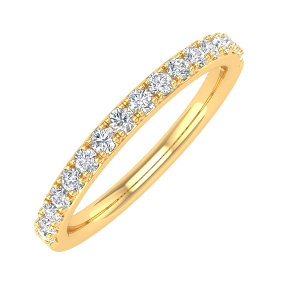 1/4 Carat Diamond Anniversary Wedding Band in 14K Yellow Gold - IGI Certified (Ring Size : 4) (I1-I2 Clarity)