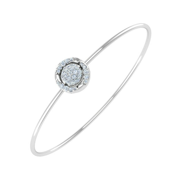 1/4 Carat Diamond Bangle Bracelet in 10K White Gold and Steel